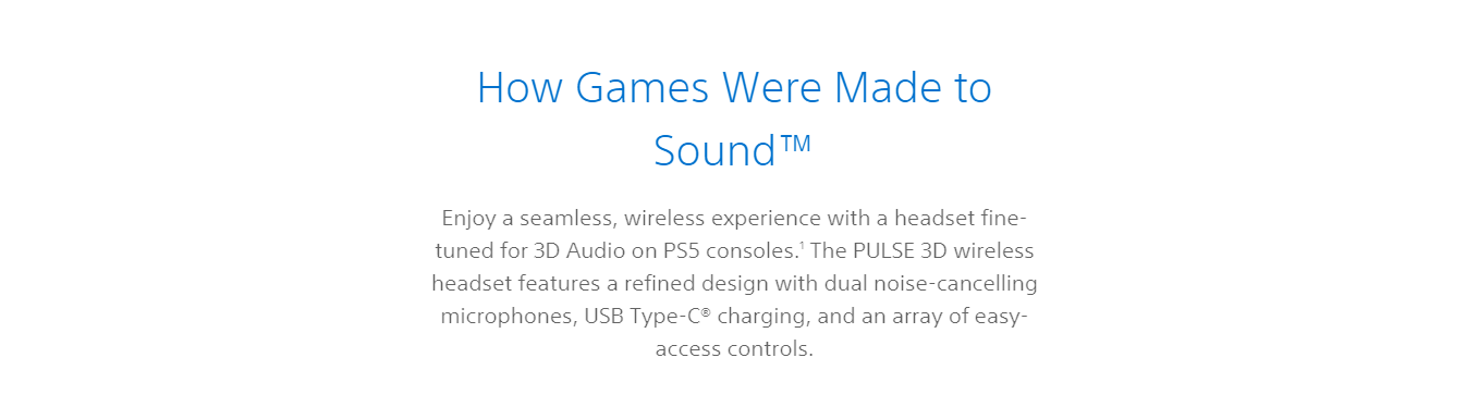 PlayStation 5 PULSE 3D Wireless Headset features